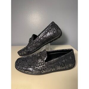 Antonio Mazzetti Mens size 5 Black Silver Lace Lion Head Loafers  Mocs 460096 W7
